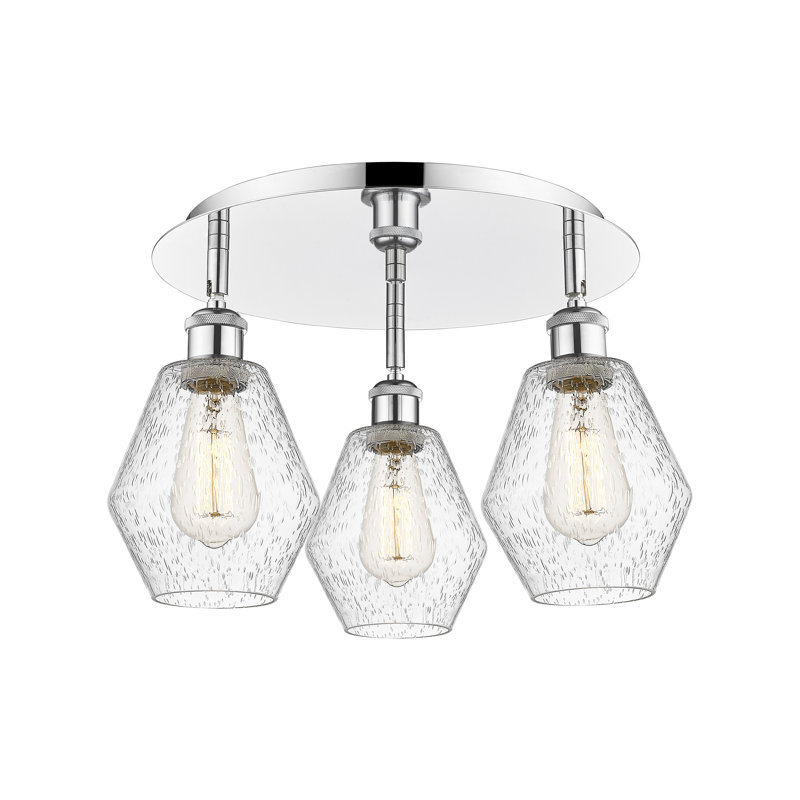 Amylea Glass Flush Mount, Seedy, Polished Chrome