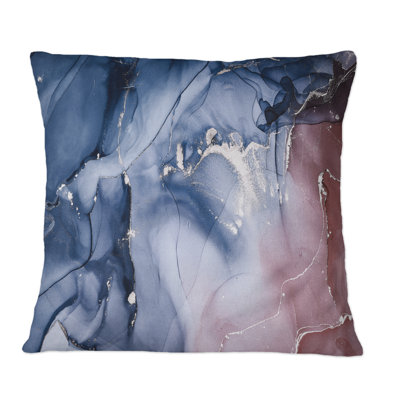 Coussin décoratif bleu et rose à motif de nuages d'encre V - Modern