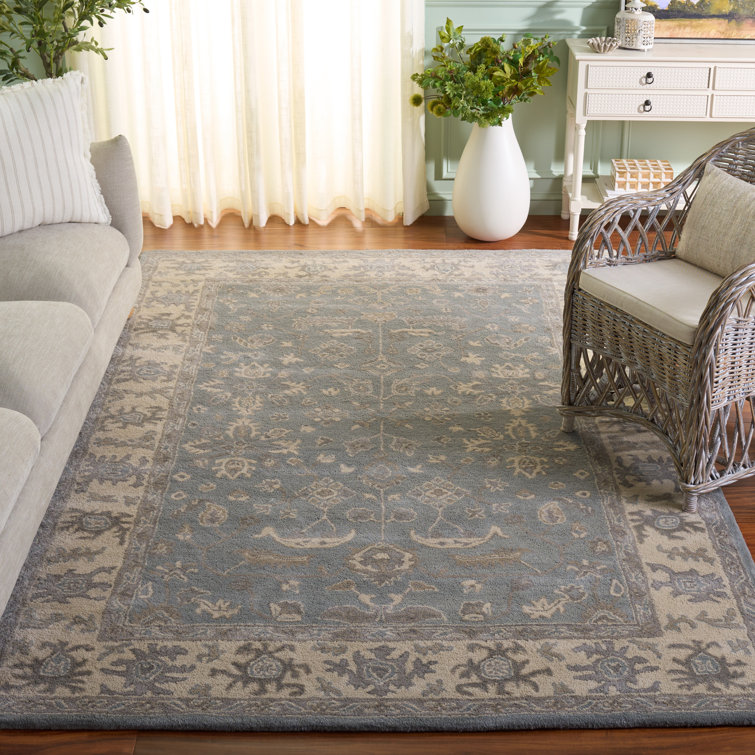 Colliers Hand Tufted Indian Wool New Zealand Wool Oriental Rug in Slate/Cream