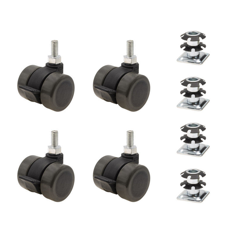 1in. Square Double Star Caster Inserts With Brakes