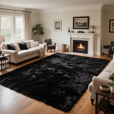 Soft Black Shag Area Rug