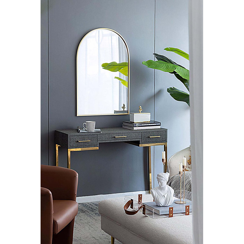 Miroir d'appoint 24 "x 36" avec cadre en métal doré pour salle de bain, chambre à coucher, mur de vestibule, Doré