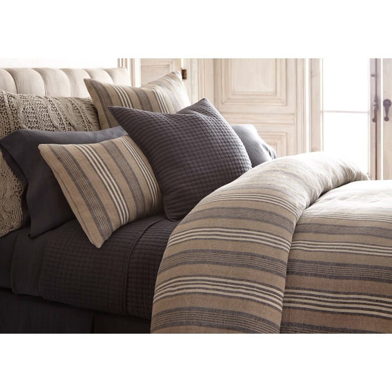 Taie d'oreiller Langley en lin, bleue, standard, Twin XL Sham