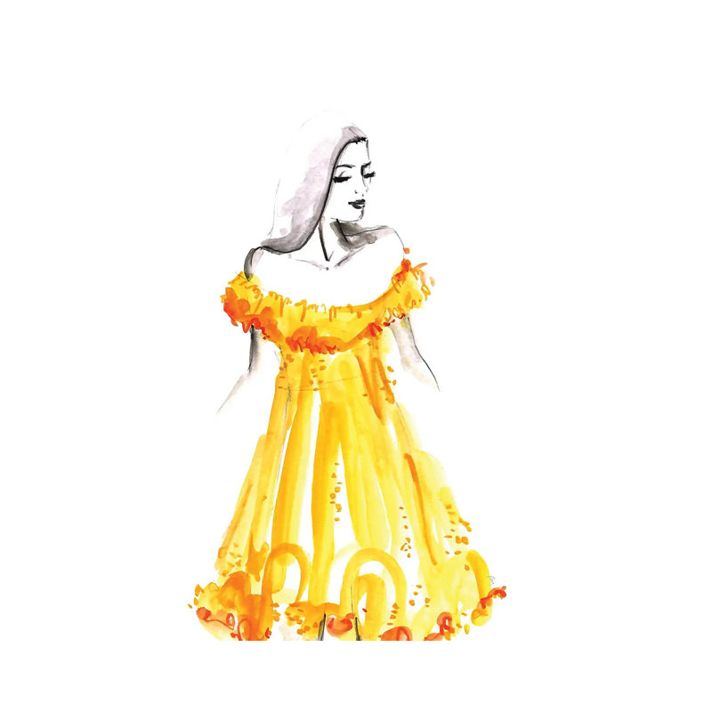 Yellow Summer Dress Fashion Illustration by Blursbyai - Gallery-Wrapped Canvas Giclée on Canvas, Canvas