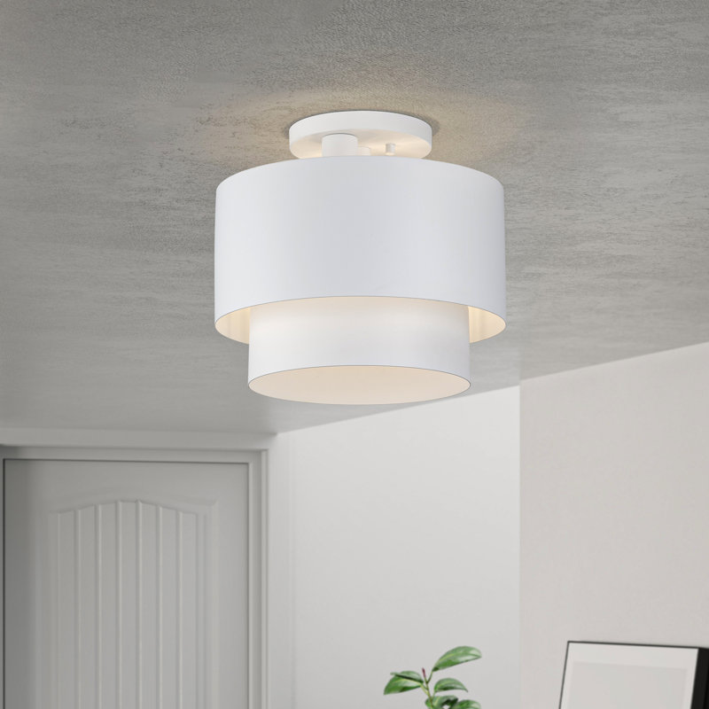 Plafonnier semi-encastré blanc moyen 2 lumières Acklin, Blanc, Blanc