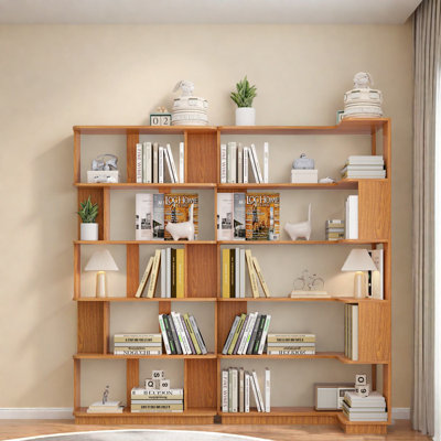 Space-saving Mdf Bookcases, Dark Oak, Modern Versatile Shelving Set
