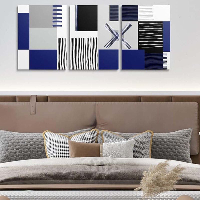 3 Piece Wrapped Canvas Print, Blue