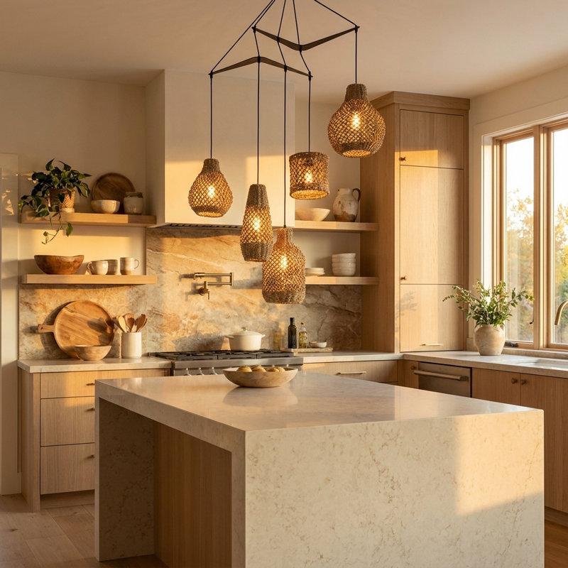 Claven 5-Light Seagrass Linear Chandelier