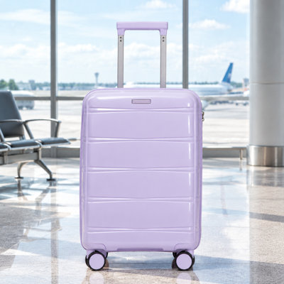 20 Inch Glossy PP Carry-On Suitcase With Spinner Wheels And Combination Lock