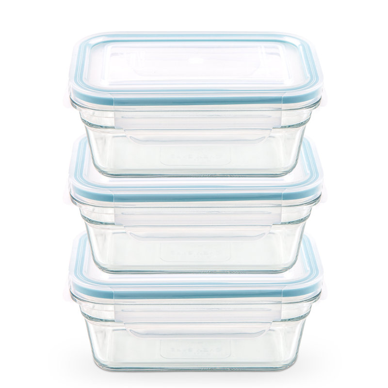 Glass Food Storage Container, 6" H x 4" W x 2.5" D