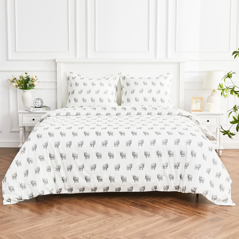 T400 SHEEP DUVET SET, Queen Duvet Cover + 2 Standard Shams