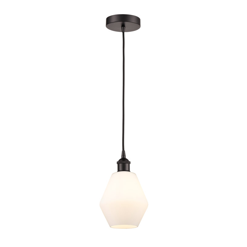 Luminaire suspendu 1 lumière Gabbie, Blanc mat, Bronze huilé