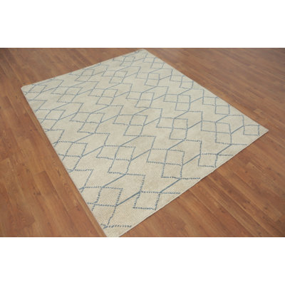 Modern Trellis Wool Living Room Rug 5x6