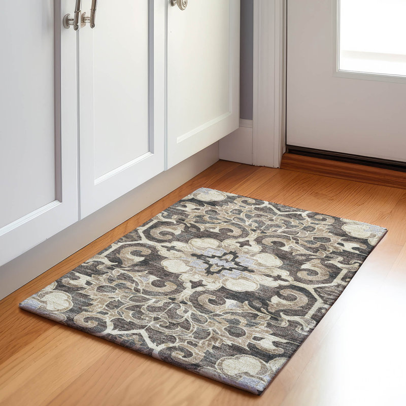 Machine Washable Indoor/Outdoor Xhevrie Chocolate Rug, Rectangle 1'8" x 2'6"