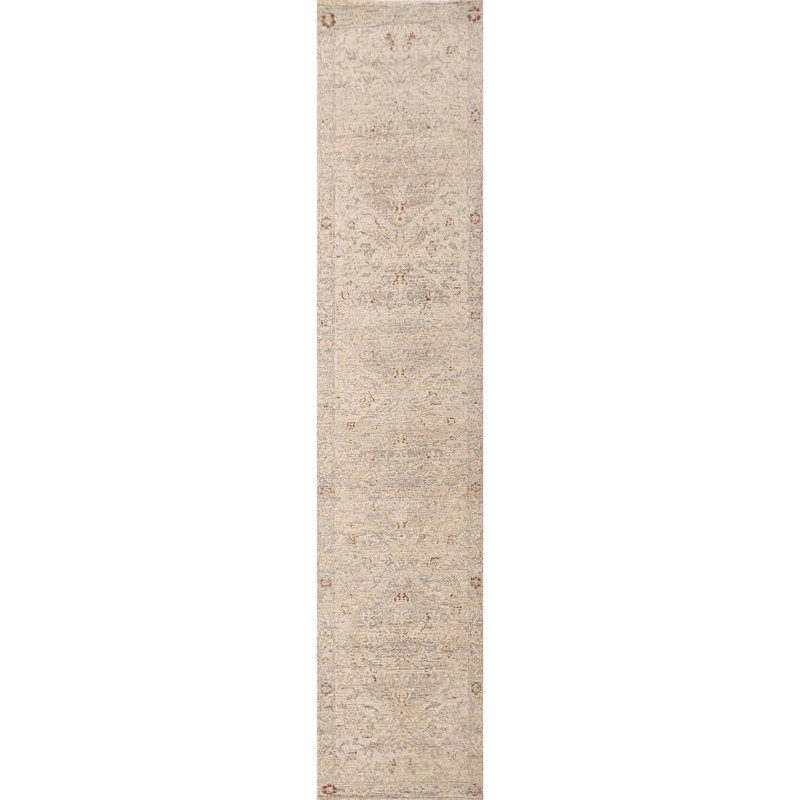 Hand Knotted Area Rug in Beige And Multi, Runner 2'6" x 12'