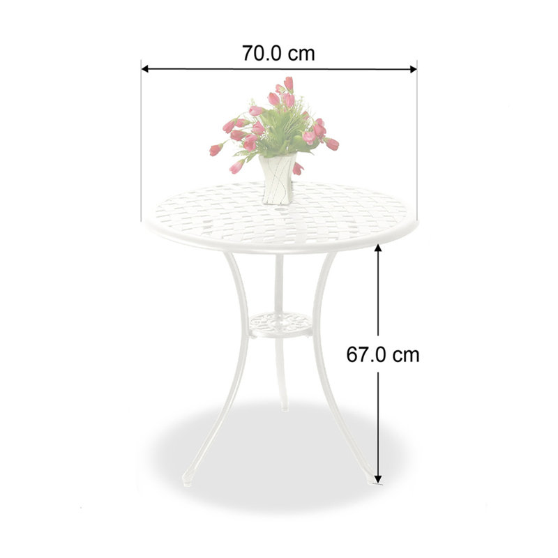 Round Outdoor Bistro Table With Umbrella Hole , 70cm W 70cm D, White