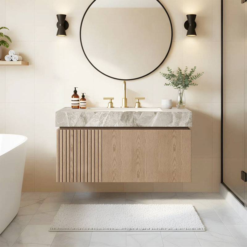 Armoire de salle de bain flottante Mid-Century