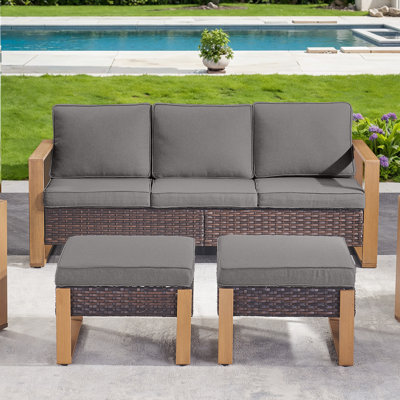 Kelyse Haaniya 75'' Wide Outdoor Reversible Patio Sofa with Cushions