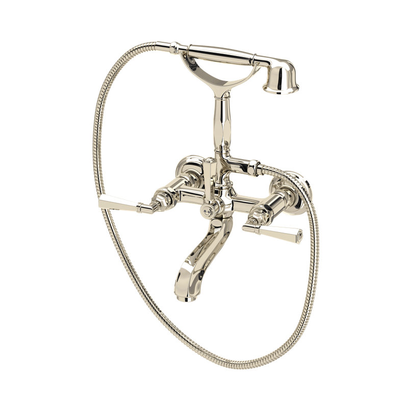 Palladian® Clawfoot Tub Faucet, Polished Nickel, Industrial Metal Lever Handle