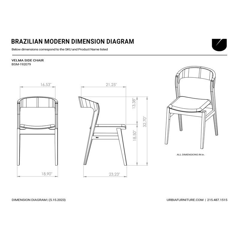 Modern Brazilian Upholstered Dining Chair, Nogal/Gray