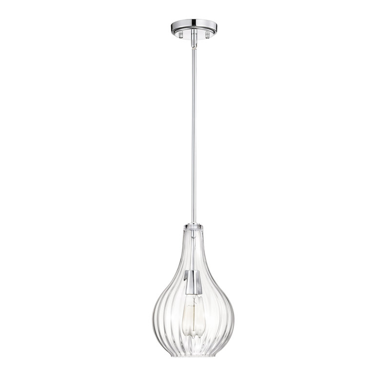 Chrome 1-Light 8 inch Pendant with Clear Glass Shade, Chrome