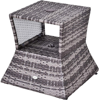 Nantan Rattan Outdoor Coffee Table with Umbrella Hole Grey