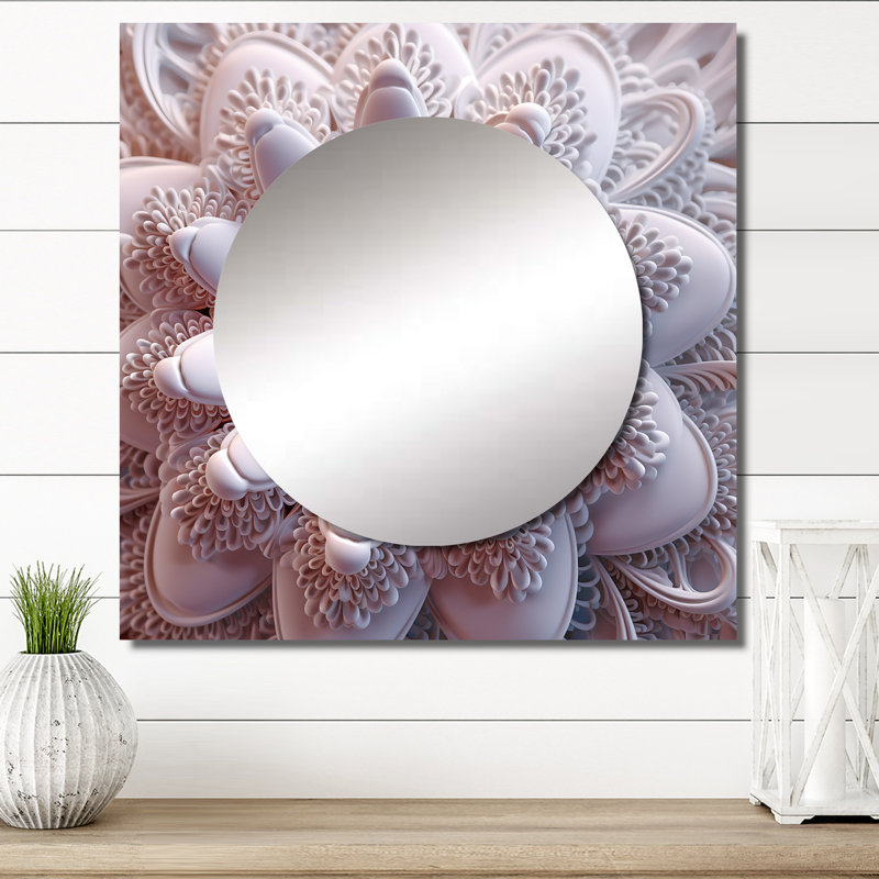Art abstrait en miroir de lotus rose clair II, 29 po x 29 po