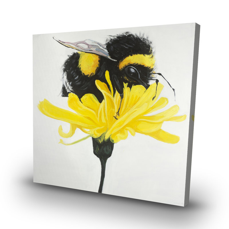 Bumblebee on a dandelion - 32"x32" art on canvas
