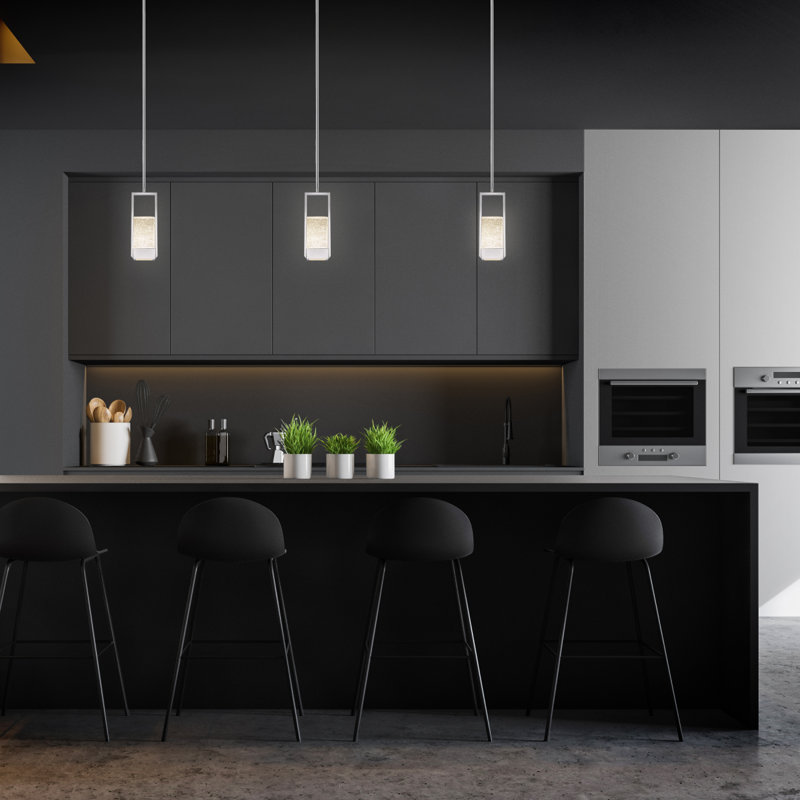 Swing 1-Light Chrome LED Mini Pendant with Piastra Glass