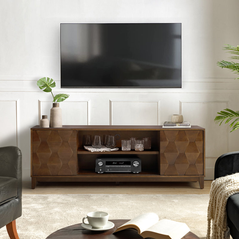 Meuble télé pour téléviseur de 78 po ou moins en bois manufacturé et l 72 po Isabele, Noyer