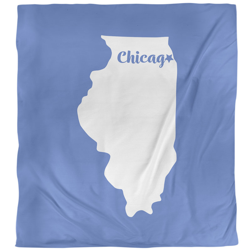 Housse de couette simple chicago Illinois, Housse de couette simple TG, Bleu, Polyester brossé