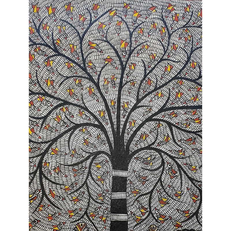 L'arbre de vie avec les éléphants | Acrylique sur papier fait à la main | Par Shruti Subramani