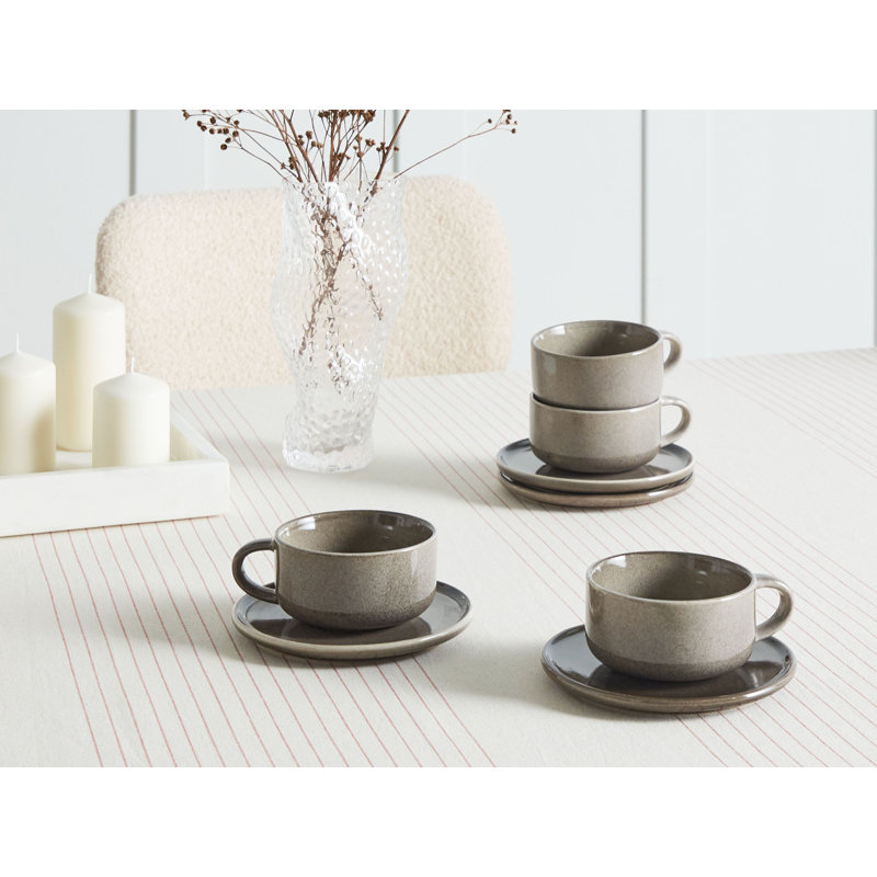 Handmade Stoneware Teacup and Saucer