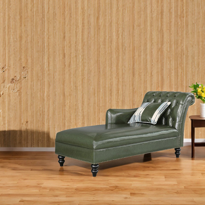 Chaise longue rembourrée Tidus, Vert, Accoudoir à droite (vu de face)