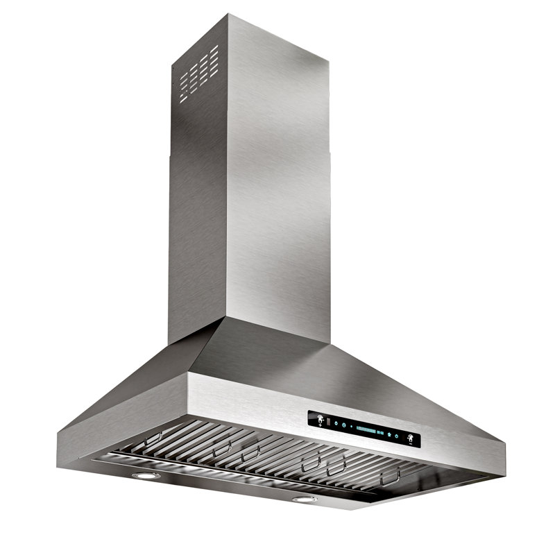 36" 900 CFM Convertible Wall Mount Range Hood Stainless Steel Quiet 4 Speed Gesture Remote and Touch Panel Control with LED Lights