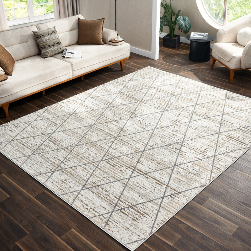Bunnell Diamond Lattice Area Rug, Rectangle 7'6"x9'6"