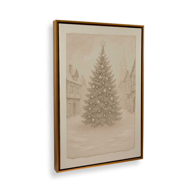 «Town Square Noel», reproduction d'art sur toile, Or poli, H 48,75 po x l 32,75 po