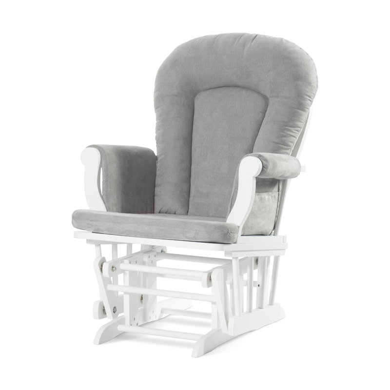 Matte White and Light Gray Glider with Ottoman Set