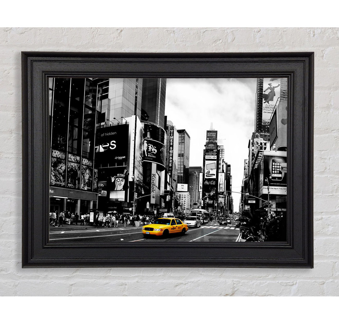 Broadway Yellow Cab B N W Gerahmter Druck