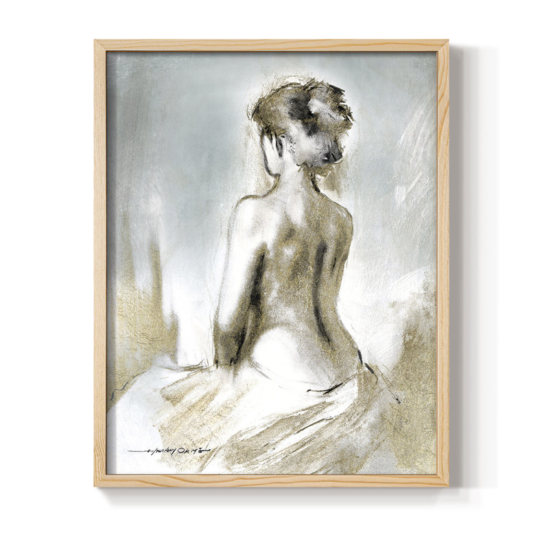 Figurine en lumière dorée II, reproduction encadrée - bois massif, Naturel, 21" H x 17" W