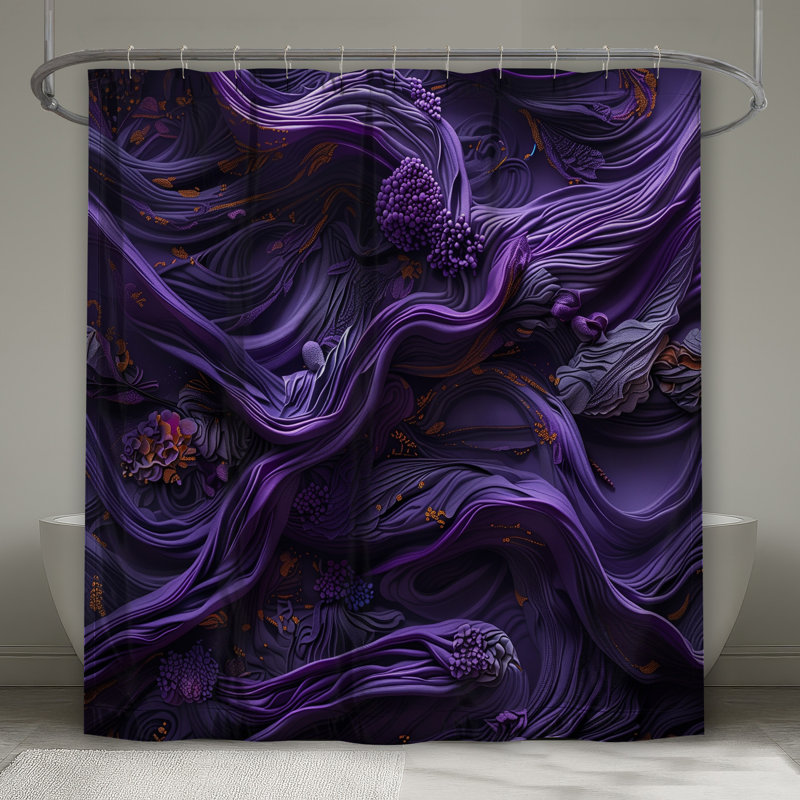 Intricate Purple Swirls Shower Curtains Extra Long, L 70 po x H 84 po