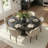 6 - Person Dining Table Sets With Round Table & 6 Upholstered Side Chairs-2068868676