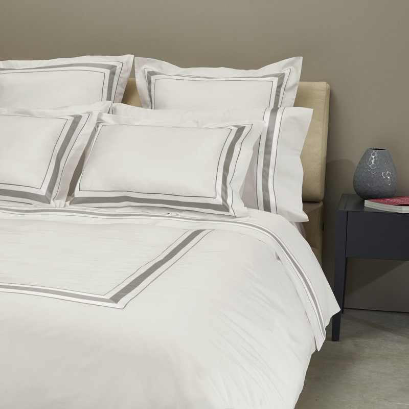 Dimora Flat Sheet, King Flat Sheet, Pearl/Lead Gray