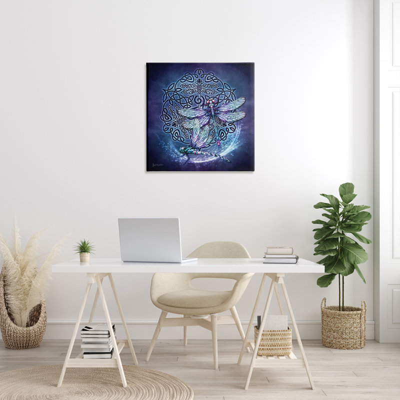 Ay-964-Toile, libellule et nœud celtique sur toile par Brigid Ashwood, H 30 po x l 30 po x P 1,5 po