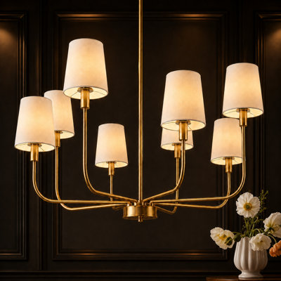 Lustre en laiton doré à 8 lumières de style bougie Jasrah