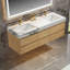 Meuble-lavabo mural en bois flottant avec comptoir assemblé-624960062