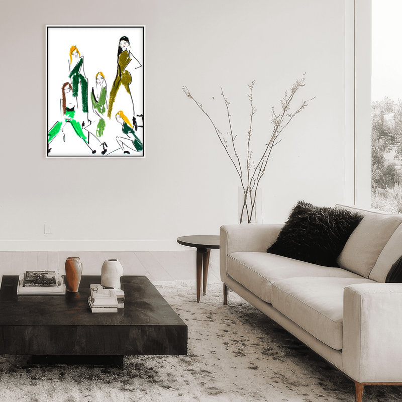 Pop Art & Retro W Models by  - Picture Frame Painting, 16" H x 12" W x 2.375" D, Framed Canvas, White