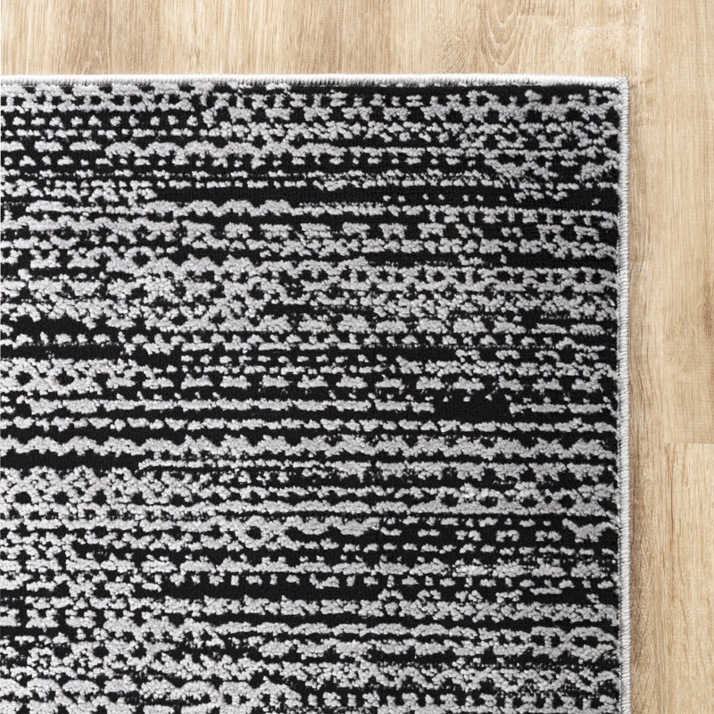 High-Low Preston Rug, Rectangle 10' x 14', Black/Gray