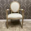 Sophisticated Mickael Linen King Louis 45cm Dining Chair - Beige Upholstered Accent Chair with Wooden Frame