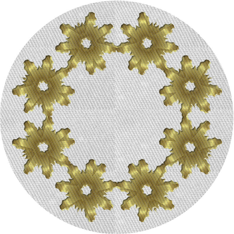 Tapis vert/blanc cassé tissé à la machine, Rond 6 pi